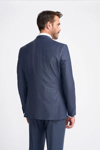 Bond - Traje de tres piezas a cuadros azul marino para hombre, corte entallado