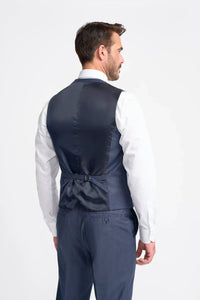 Bond - Traje de tres piezas a cuadros azul marino para hombre, corte entallado