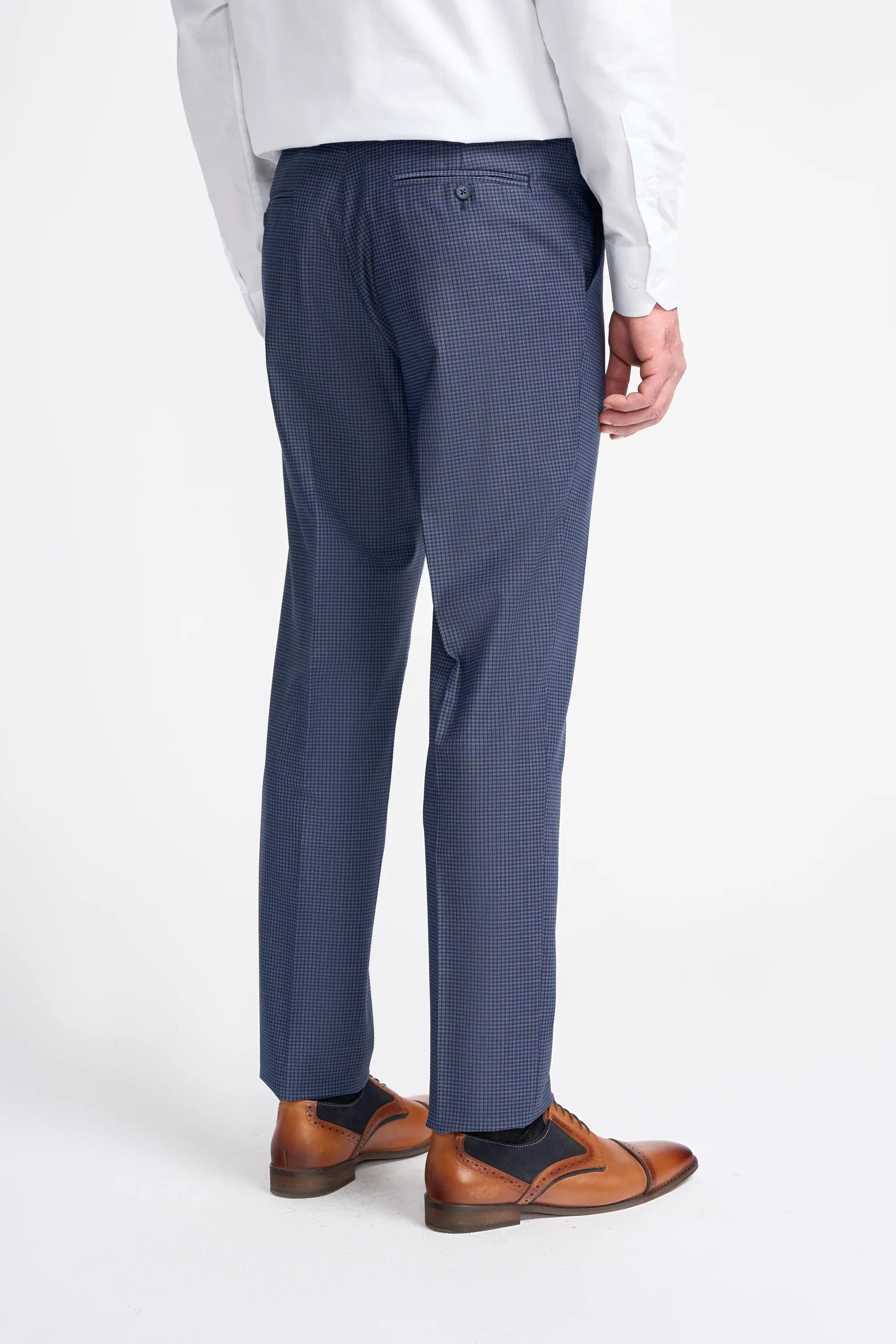 Bond - Pantalones de cuadros azul marino para hombre