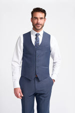 Bond - Chaleco de cuadros azul marino para hombre