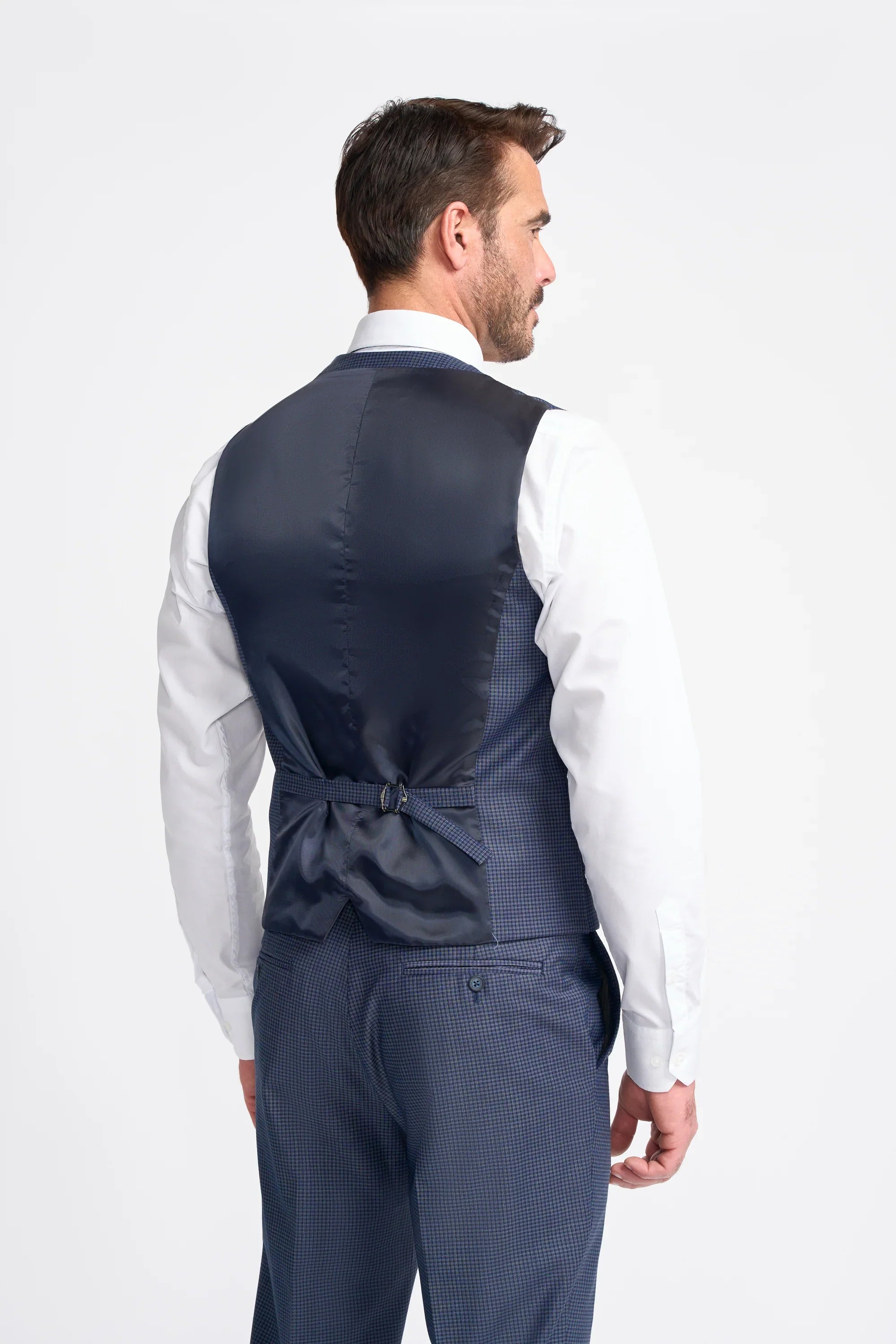 Bond - Chaleco de cuadros azul marino para hombre