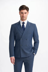 Bond - Blazer cruzado a cuadros azul marino para hombre