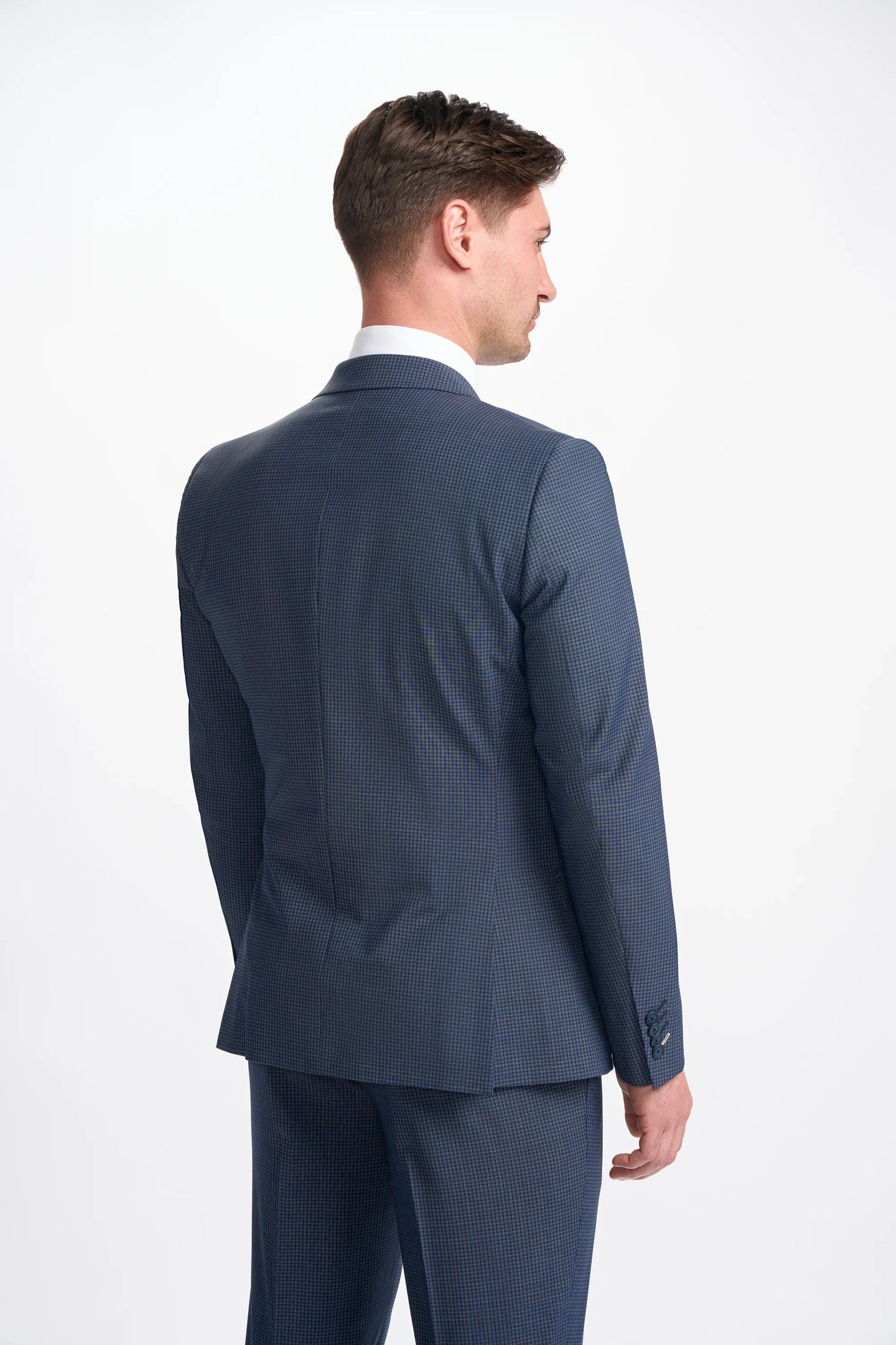 Bond - Blazer cruzado a cuadros azul marino para hombre