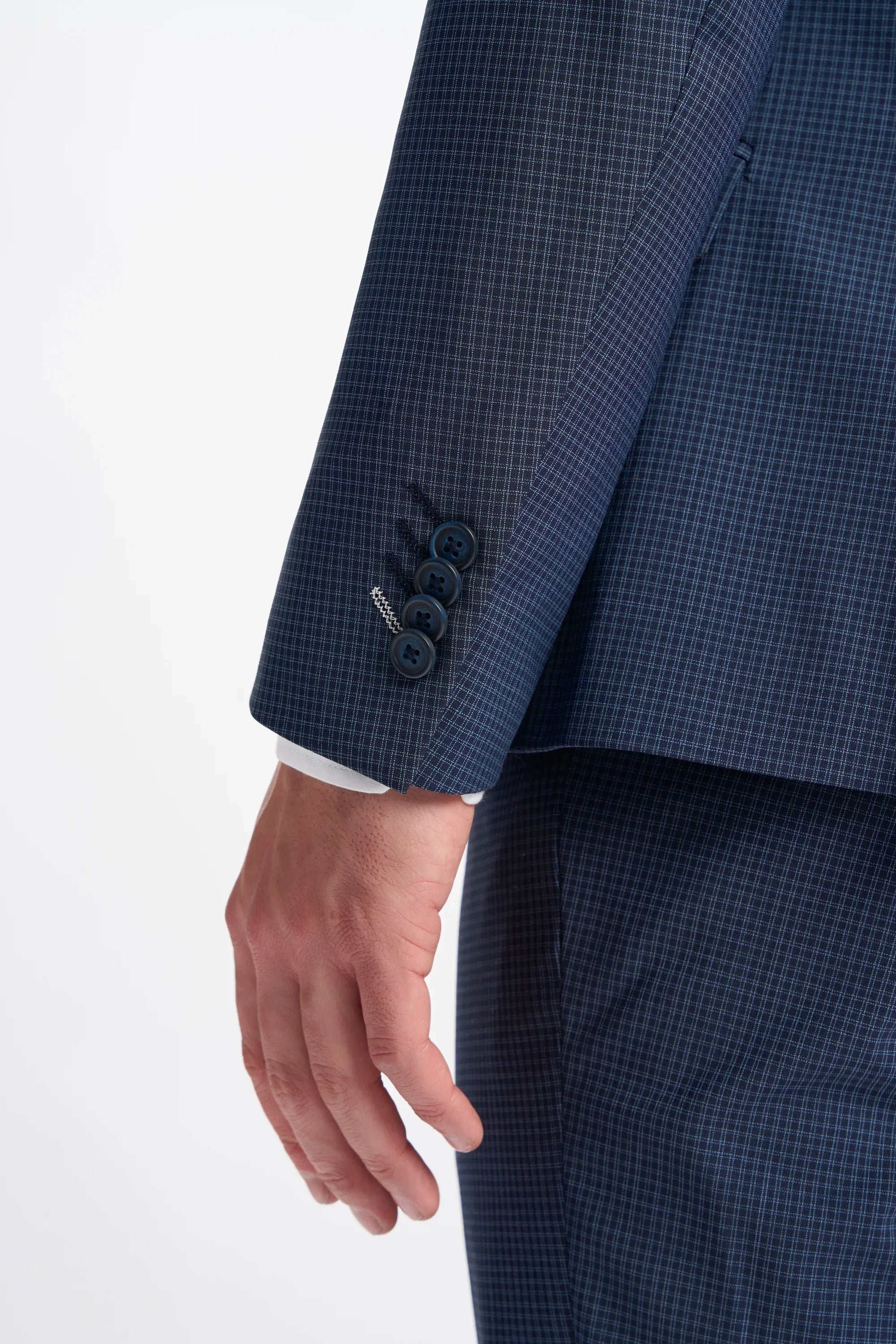 Bond - Blazer cruzado a cuadros azul marino para hombre