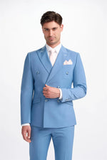 Bond - Blazer cruzado azul cielo para hombre