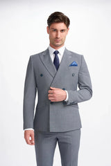 Bond - Blazer cruzado gris para hombre