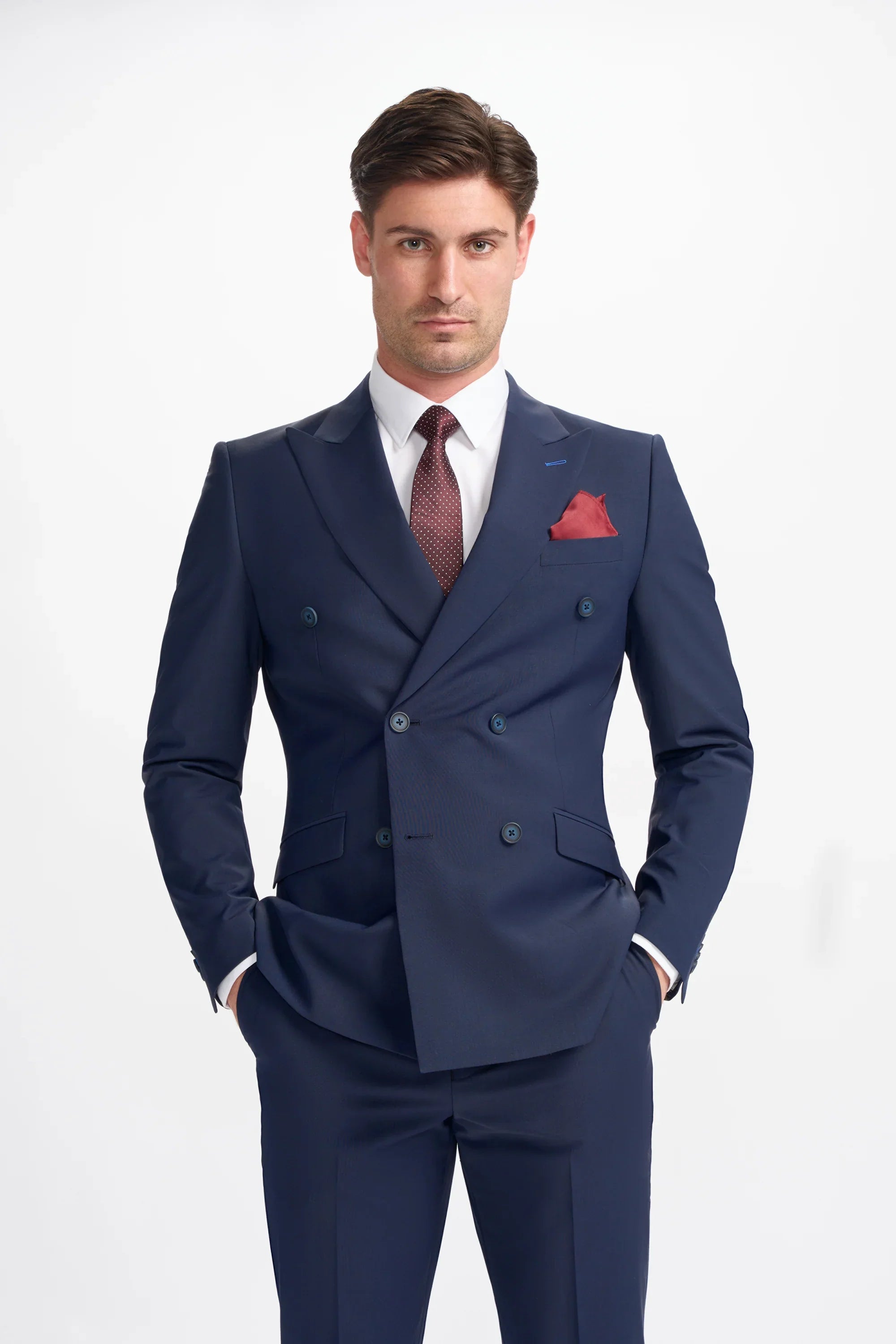 Bond - Blazer cruzado azul marino para hombre