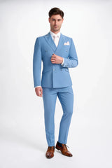 Bond - Traje cruzado de dos piezas azul cielo para hombre