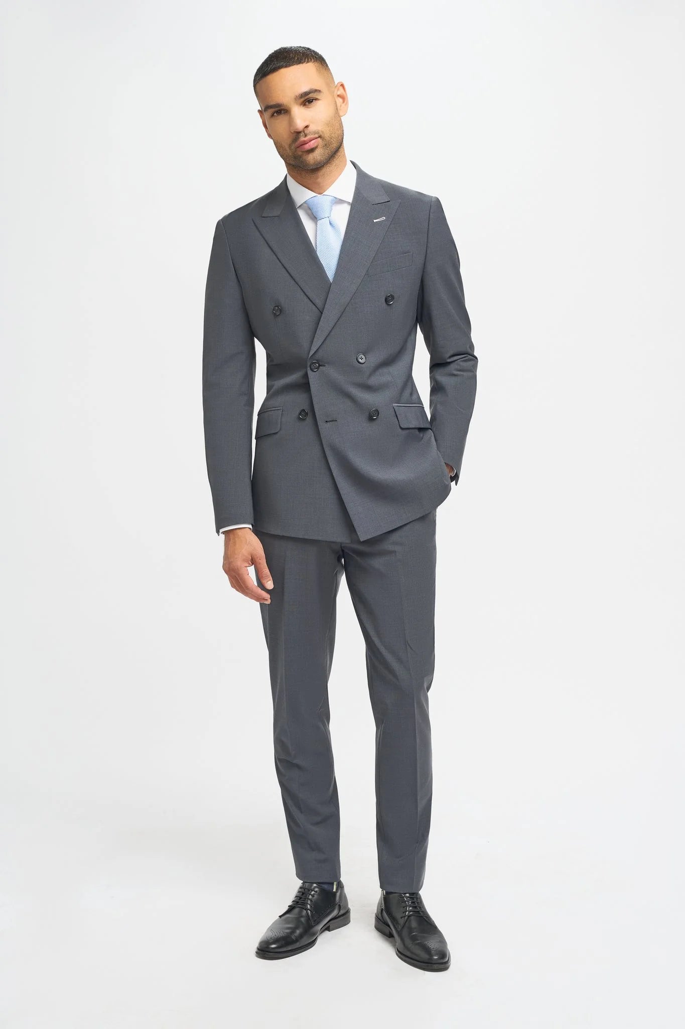Bond - Traje cruzado de dos piezas para hombre color carbón