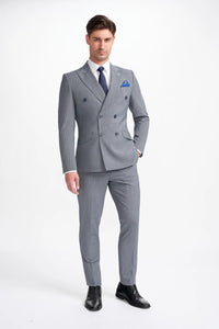 Bond - Traje de hombre gris de dos piezas con doble botonadura