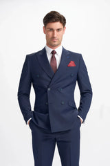 Bond - Traje cruzado de dos piezas para hombre, color azul marino