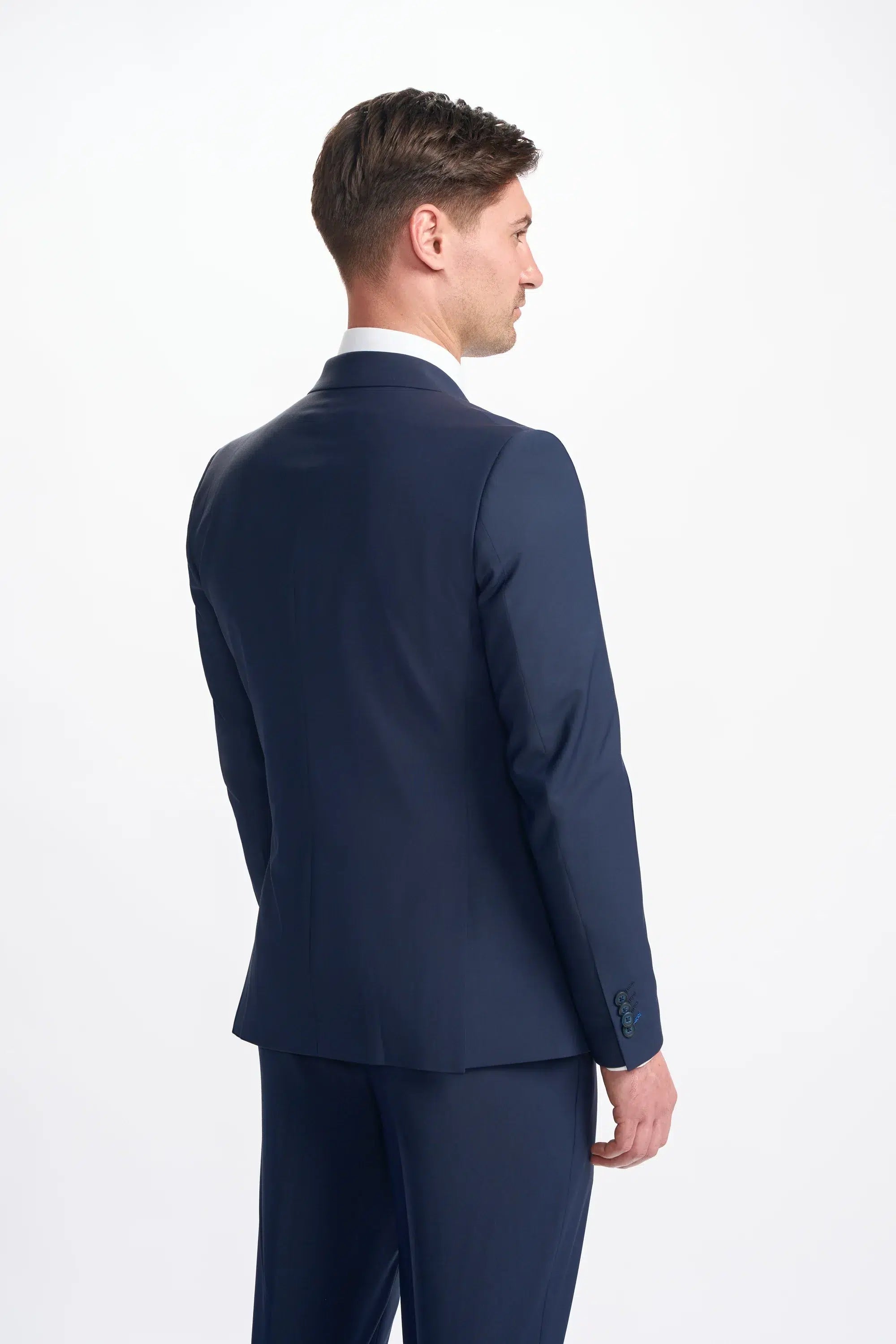 Bond - Traje cruzado de dos piezas para hombre, color azul marino