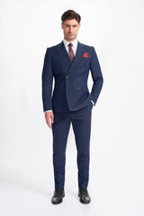 Bond - Traje cruzado de dos piezas para hombre, color azul marino