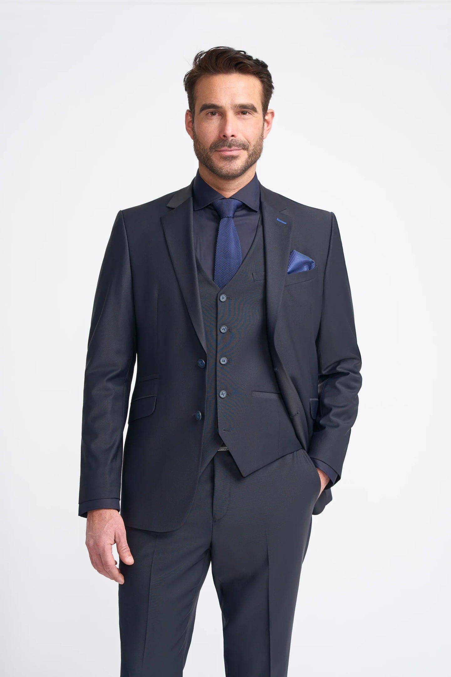 Bond - Blazer de corte entallado azul marino oscuro para hombre