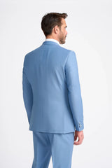 Bond - Traje de tres piezas azul cielo para hombre, corte entallado