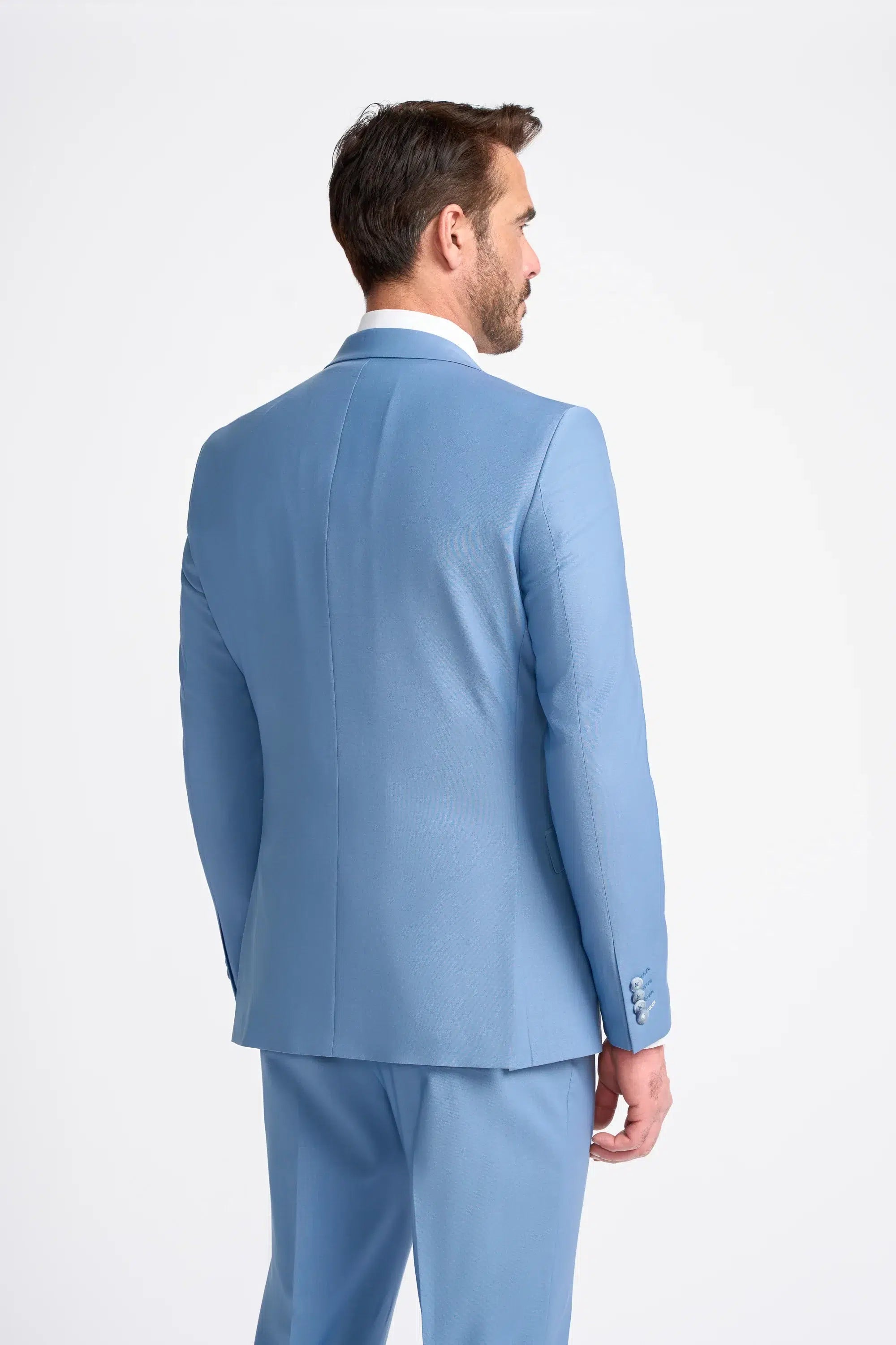 Bond - Traje de tres piezas azul cielo para hombre, corte entallado