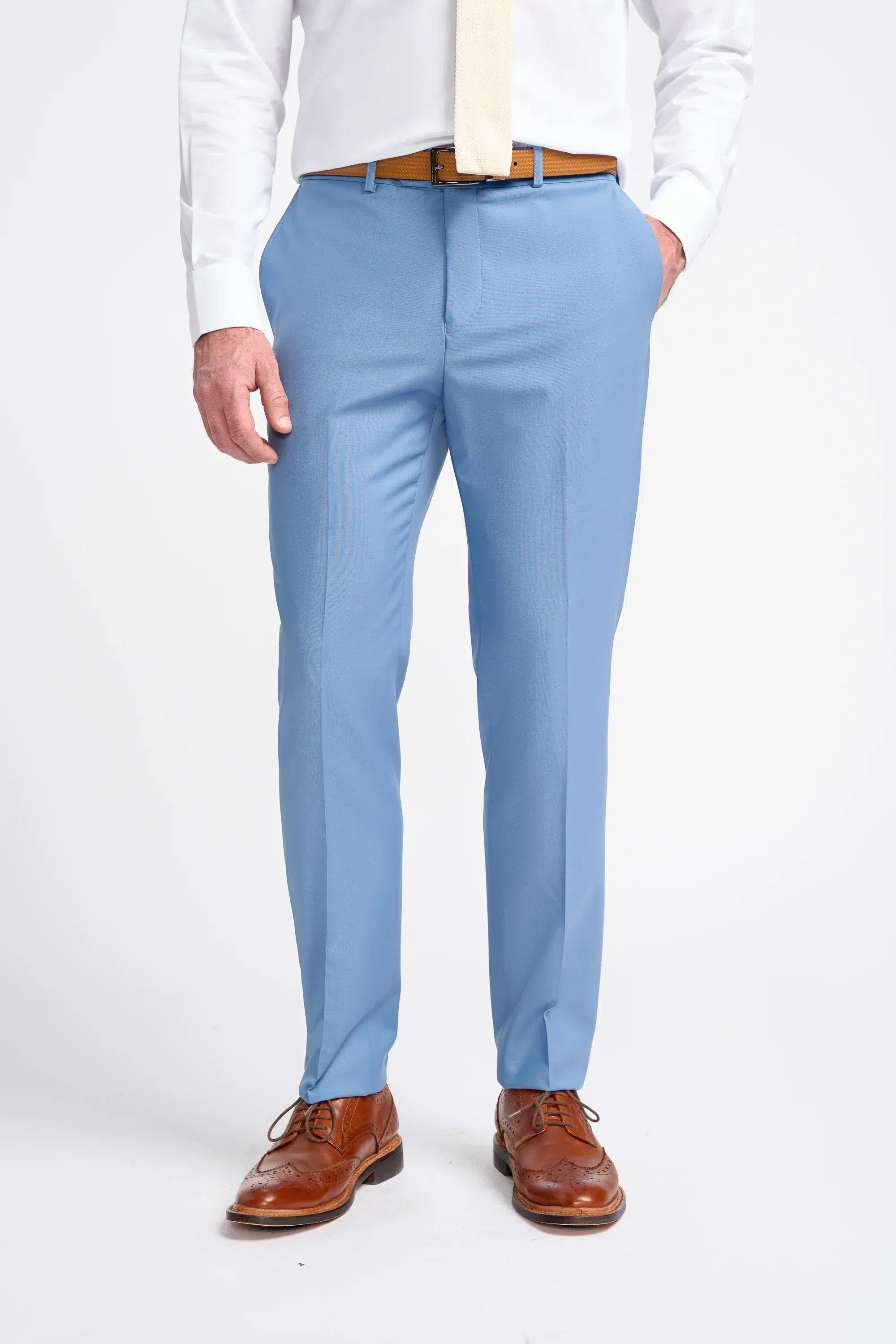 Bond - Traje de tres piezas azul cielo para hombre, corte entallado