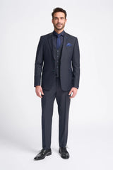 Bond - Traje de tres piezas para hombre, color azul marino oscuro, corte entallado.
