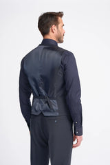 Bond - Traje de tres piezas para hombre, color azul marino oscuro, corte entallado.