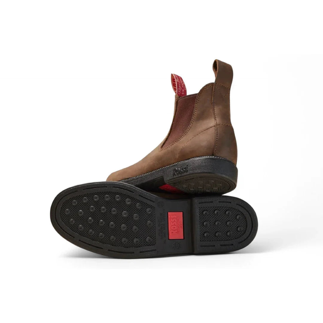 Booma 607 - Botas Chelsea de piel marrón rústica