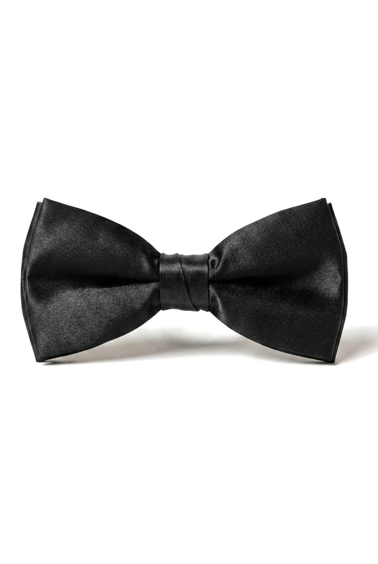 Pajarita negra de satén con clip para camisa de esmoquin unisex para hombre y niño