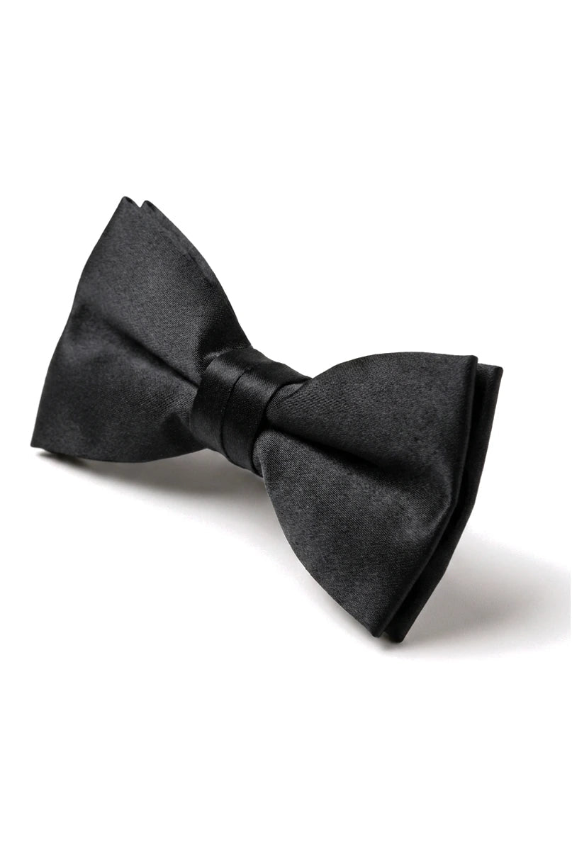 Pajarita negra de satén con clip para camisa de esmoquin unisex para hombre y niño