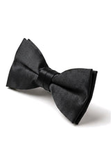Pajarita negra de satén con clip para camisa de esmoquin unisex para hombre y niño