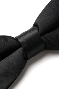 Pajarita negra de satén con clip para camisa de esmoquin unisex para hombre y niño