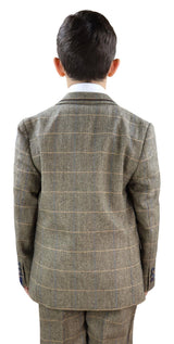 Traje de 3 piezas de tweed marrón claro para niño - Traje estilo Peaky Blinders Albert