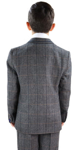 Traje de tres piezas de tweed gris para niño, estilo Peaky Blinders, Albert - Traje de boda