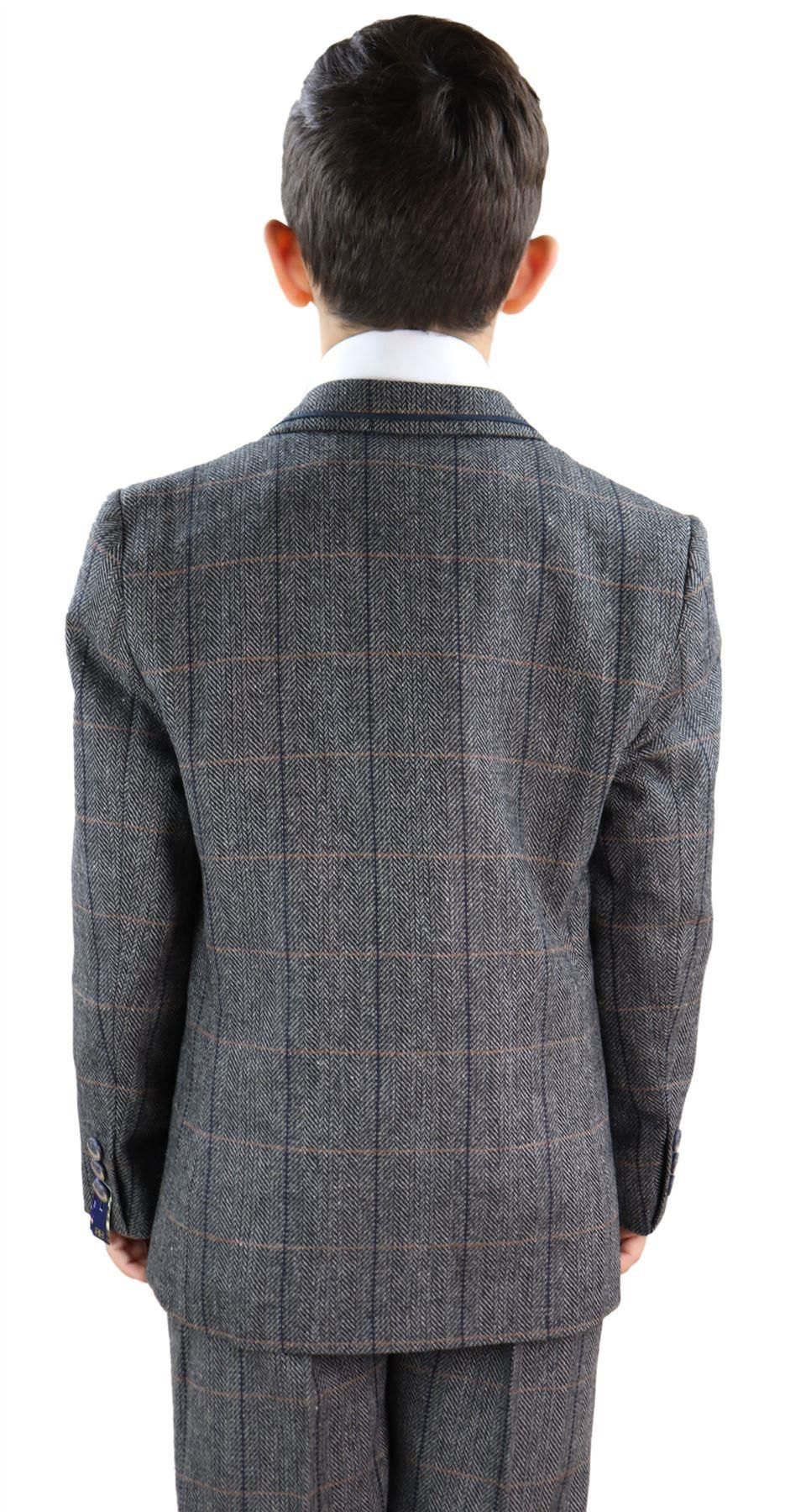 Traje de tres piezas de tweed gris para niño, estilo Peaky Blinders, Albert - Traje de boda