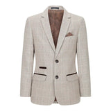 Traje de tres piezas de tweed a cuadros beige y marrón para niño, ideal para bodas, estilo vintage retro clásico.