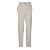Traje de tres piezas de tweed a cuadros beige y marrón para niño, ideal para bodas, estilo vintage retro clásico.
