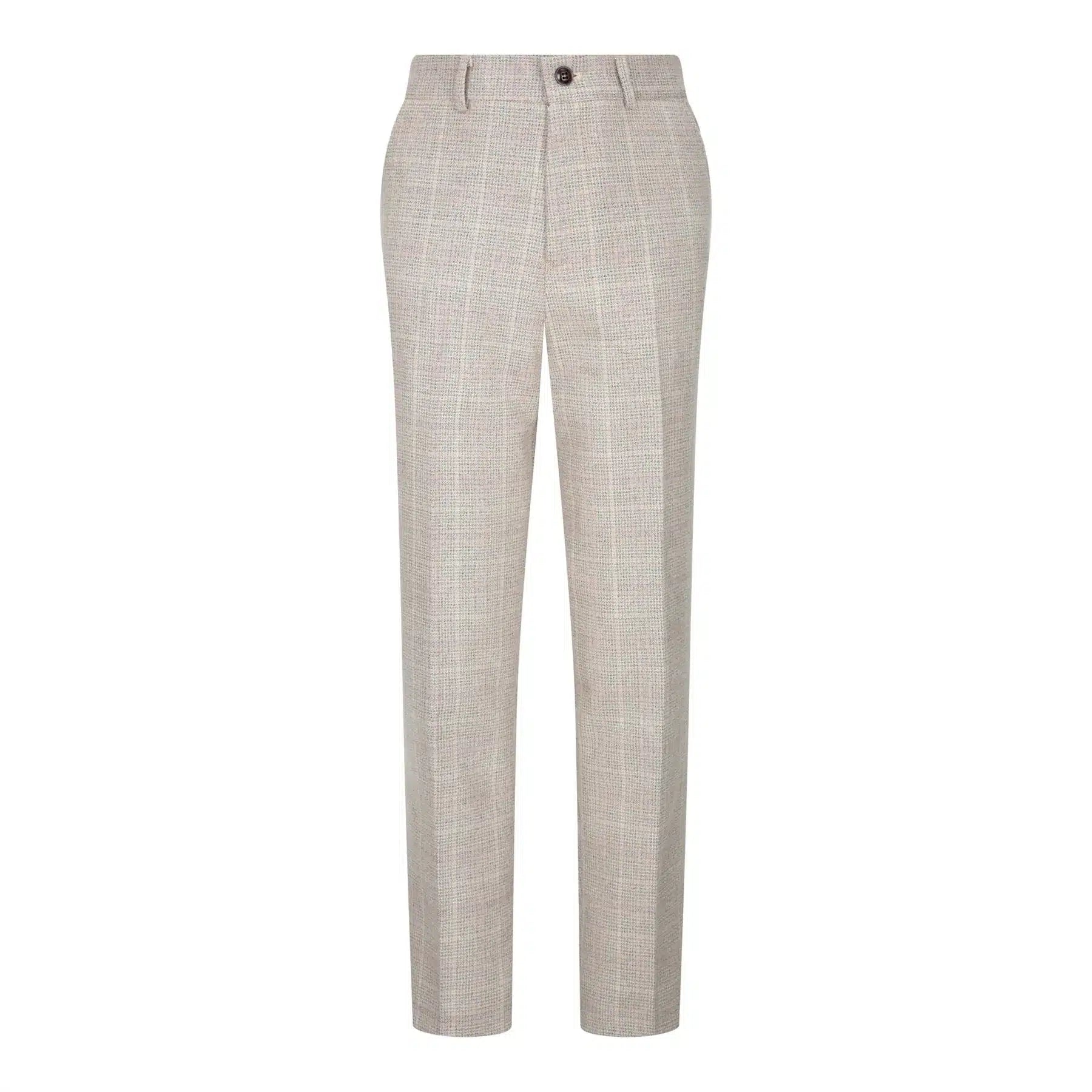 Traje de tres piezas de tweed a cuadros beige y marrón para niño, ideal para bodas, estilo vintage retro clásico.