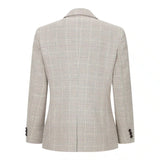 Traje de tres piezas de tweed a cuadros beige y marrón para niño, ideal para bodas, estilo vintage retro clásico.