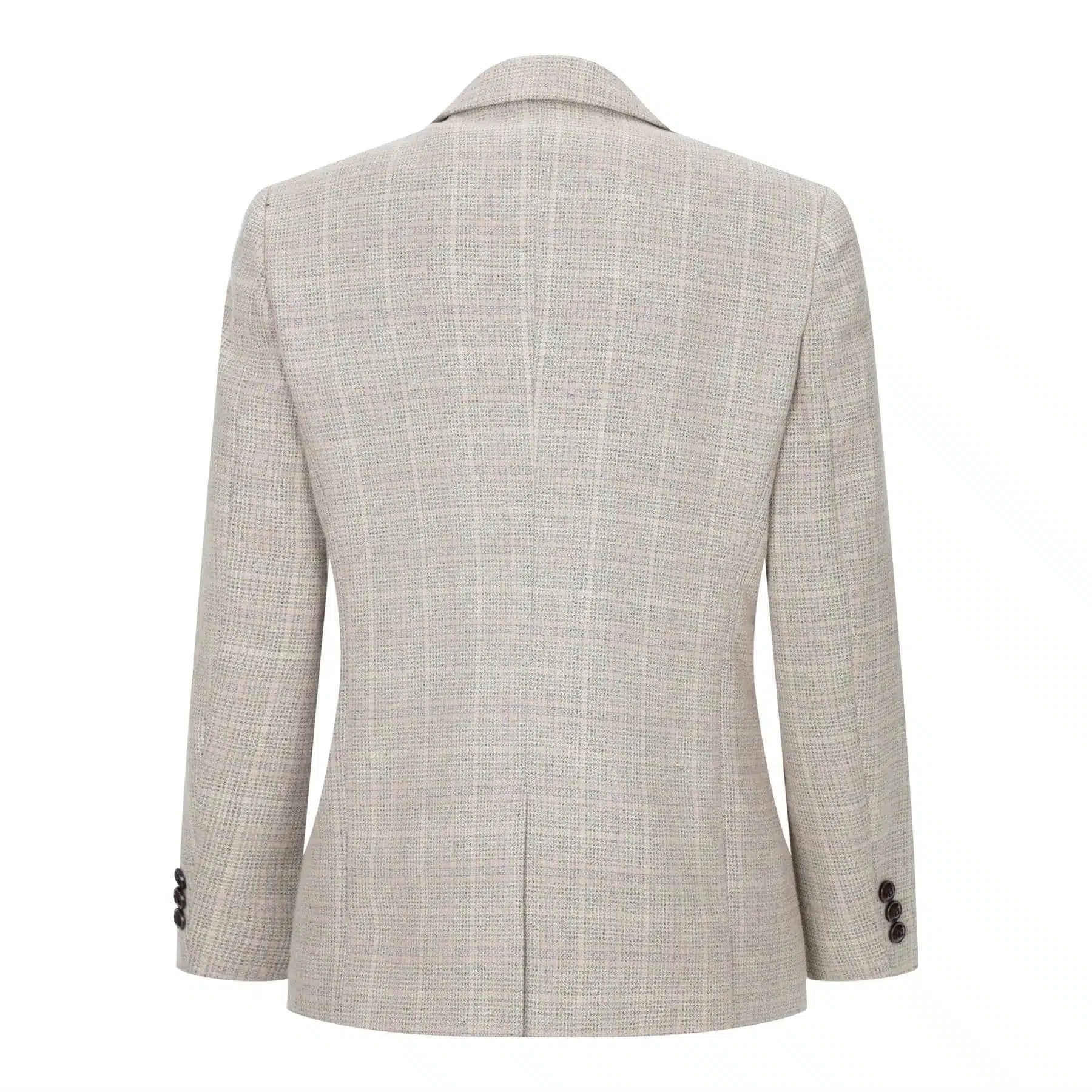 Traje de tres piezas de tweed a cuadros beige y marrón para niño, ideal para bodas, estilo vintage retro clásico.