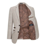 Traje de tres piezas de tweed a cuadros beige y marrón para niño, ideal para bodas, estilo vintage retro clásico.