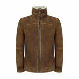 Chaqueta de piel de oveja color marrón claro para hombre