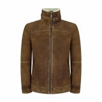 Chaqueta de piel de oveja color marrón claro para hombre