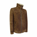 Chaqueta de piel de oveja color marrón claro para hombre