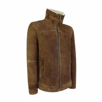 Chaqueta de piel de oveja color marrón claro para hombre