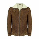 Chaqueta de piel de oveja color marrón claro para hombre