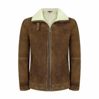 Chaqueta de piel de oveja color marrón claro para hombre