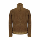 Chaqueta de piel de oveja color marrón claro para hombre