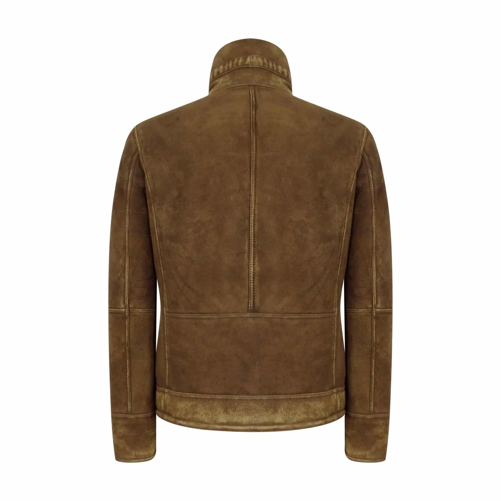 Chaqueta de piel de oveja color marrón claro para hombre