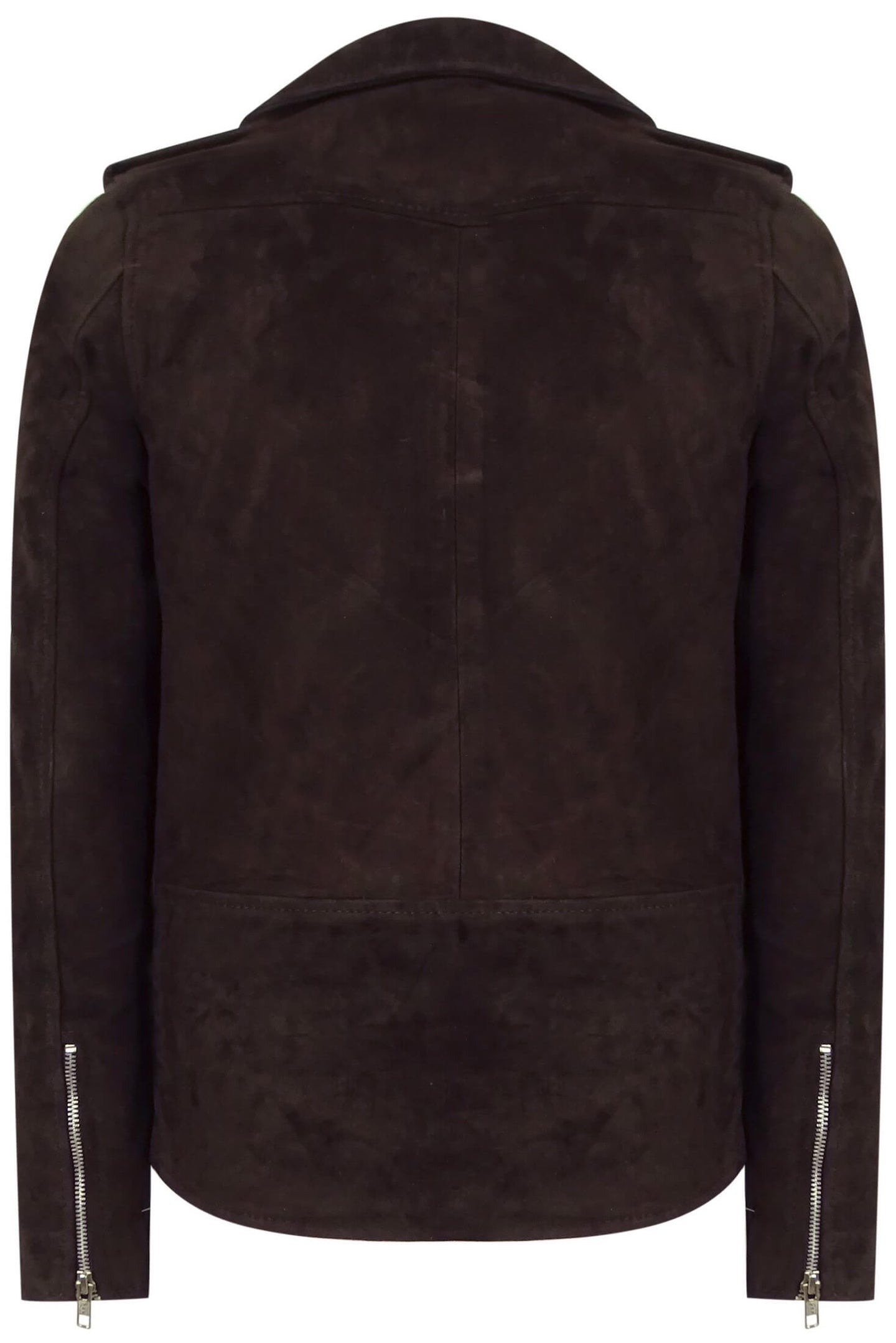 Chaqueta de hombre Brando de ante, de piel auténtica, estilo vintage, con cremallera cruzada y color marrón.