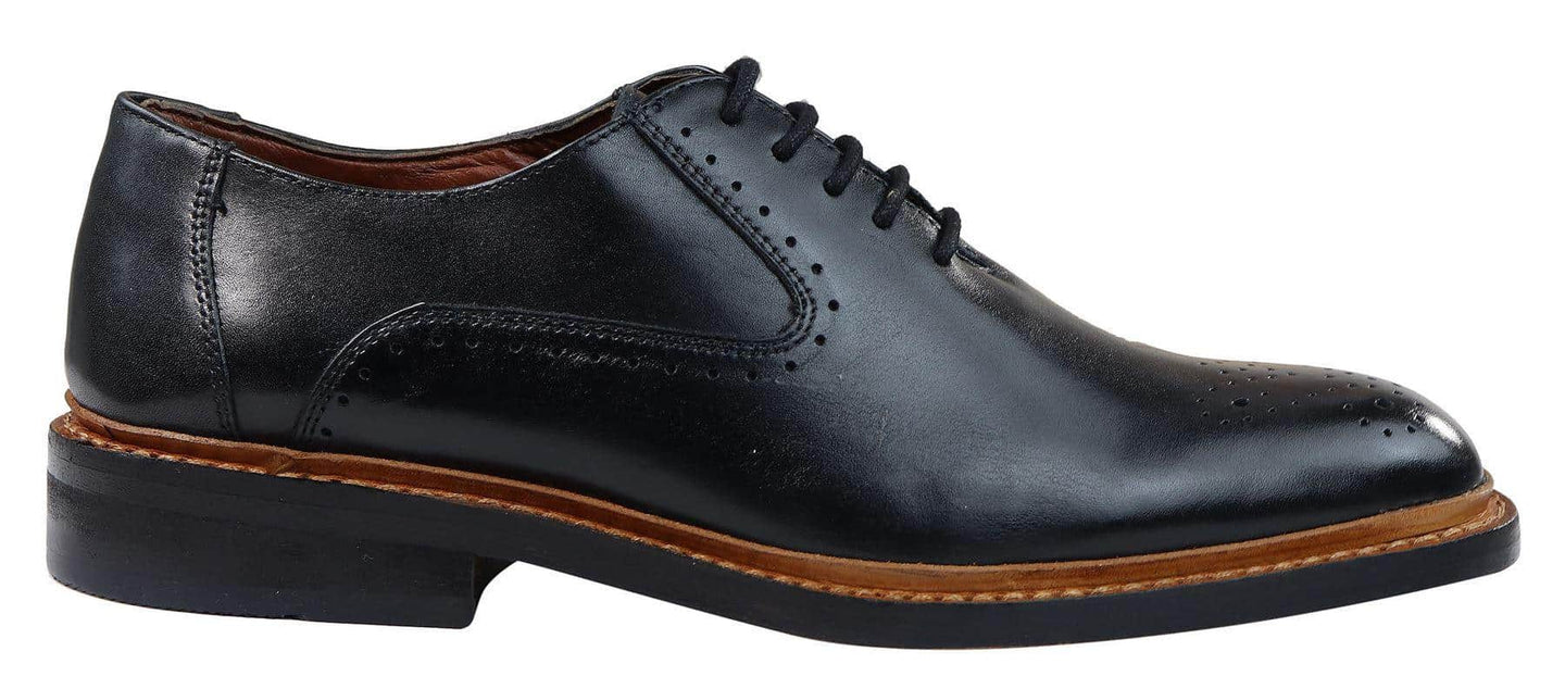 Zapatos Oxford Brogue para hombre, color marrón claro, cuero negro con cordones, construcción Goodyear Welted.