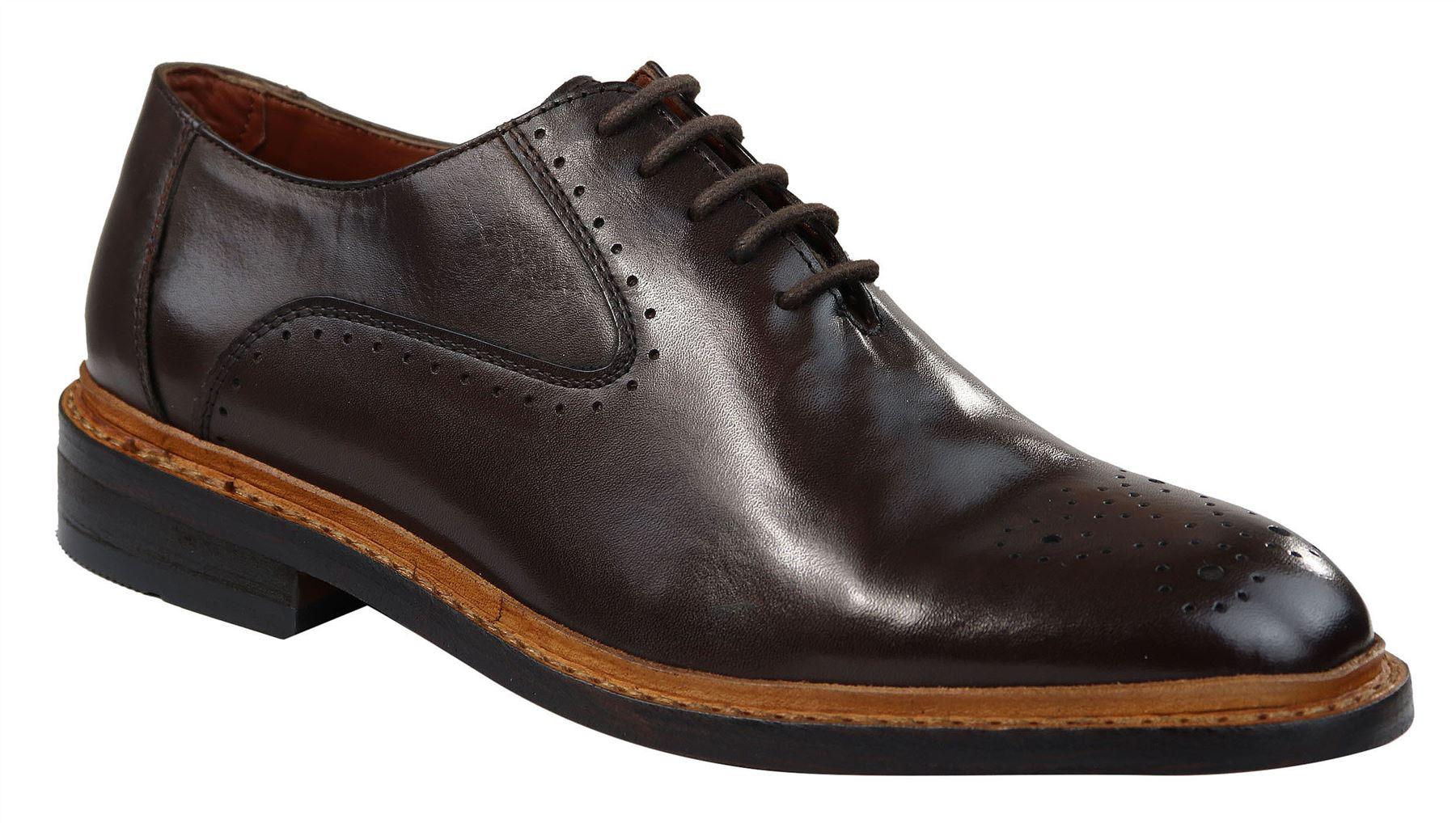 Zapatos Oxford Brogue para hombre, de cuero marrón y negro con cordones y construcción Goodyear Welted.