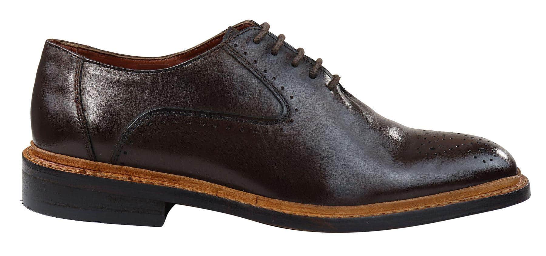 Zapatos Oxford Brogue para hombre, de cuero marrón y negro con cordones y construcción Goodyear Welted.