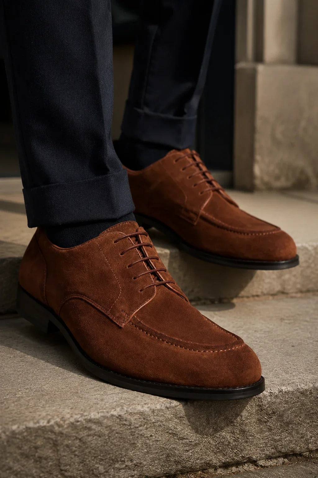 Brera - Zapatos Derby clásicos de ante marrón con cordones para hombre
